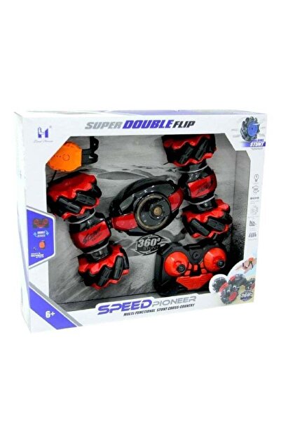 Generic HST Super Double Flip Skidding Stunt Remote Controlled Car for Kids Red