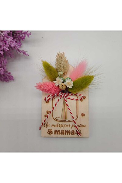 OEM Decoratiune din lemn cu flori uscate, μαγνήτης, 9x5,5cm