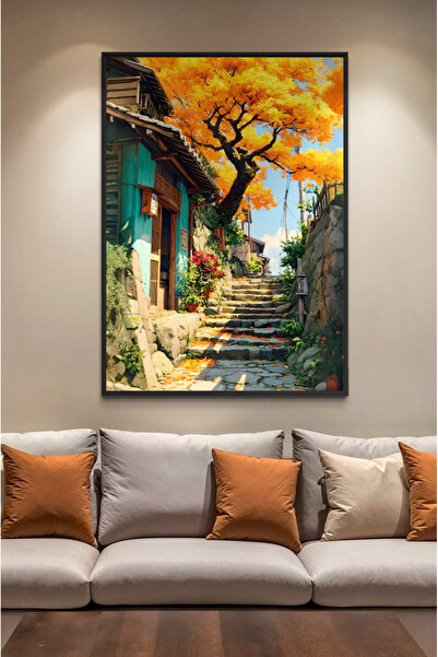 ARTAN GALLERY İtalyan Kadife Sonbahar Sokak Duvar Tablosu | Manzara | Yağlı B...