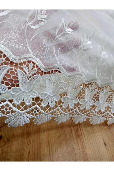 Düzgün desen Cotton Tulle Curtain with Embroidery, Guipure, and No Pleats, Re...