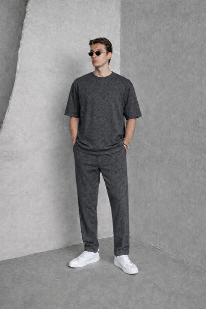 YAKAMEL Men's 2-Thread Oversize Tie-Waist Summer Short Sleeve Track Suit