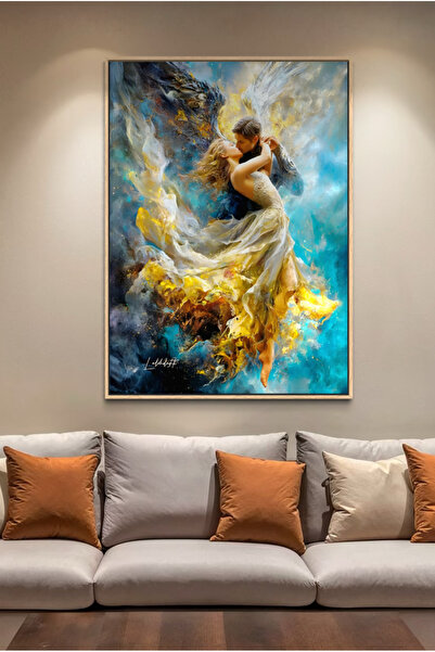 ARTAN GALLERY İtalyan Kadife Aşk Temalı Duvar Tablosu | Melek Kanatlı | Yağlı...