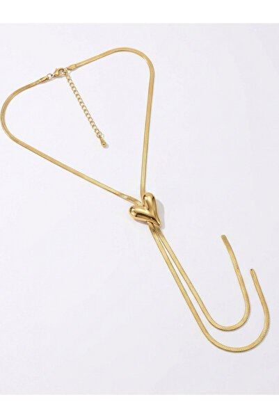 Take Two By Styli Women's Metal Heart-Shaped Adjustable Flat Snake Chain Neck...