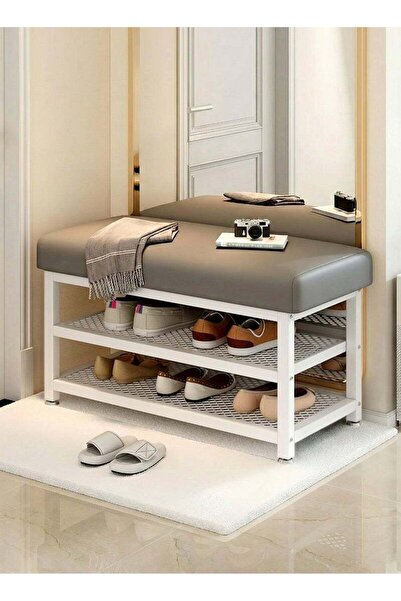 M SMART Stylish and Modern Shoe Cabinet 60x32x15cm-With a Two-Tier Leather St...