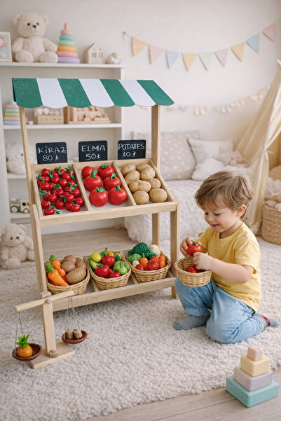 Masal Oyuncak رف خشبي للمحلات + ميزان