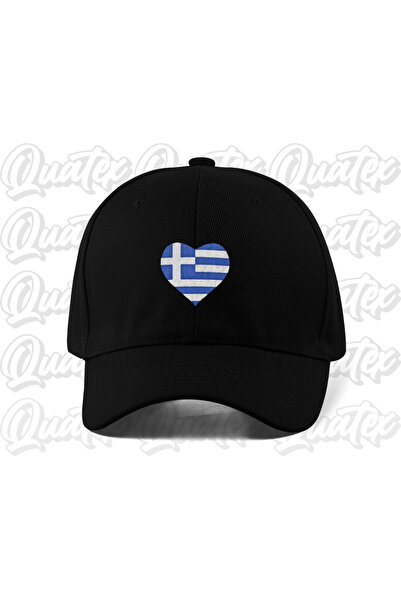 QUATEX Greece Embroidered Country Flag Hat - Black Color 100% Cotton Gabardin...