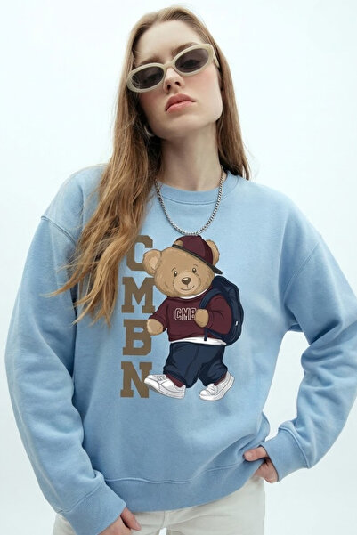 COMBİNE MİCHAİL Hanorac de damă cu imprimeu Teddy Bear B.Mavi Relax