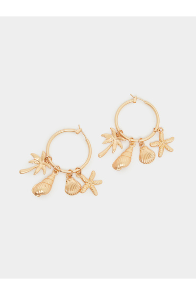 Styli Charm Drop Hoop Earrings