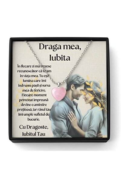 OEM Girlfriend gift, necklace with quartz stone and love message, March 8th g...