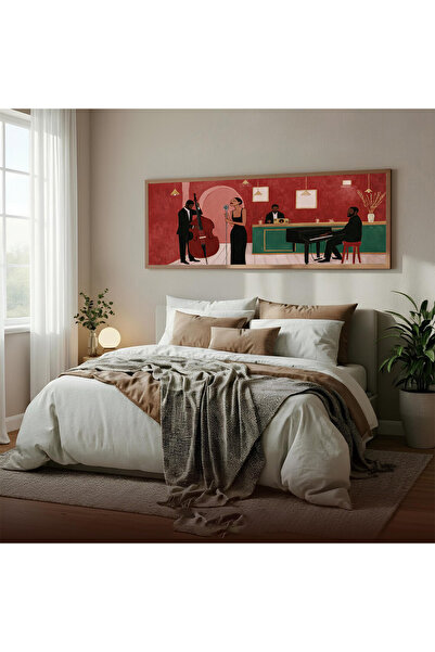Dekorsiahome Ahşap Çerçeveli Panoramik Oturma Odası Salon Tablosu UZ0409