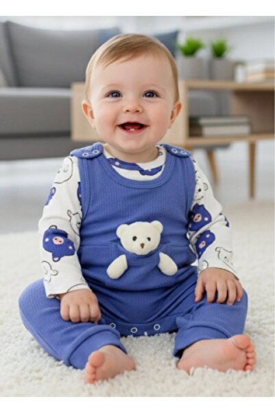 Nafitto baby&junior Oyuncak Ayılı Erkek Bebek 2 li Tulum Seti - Çıtçıtlı Zıbı...
