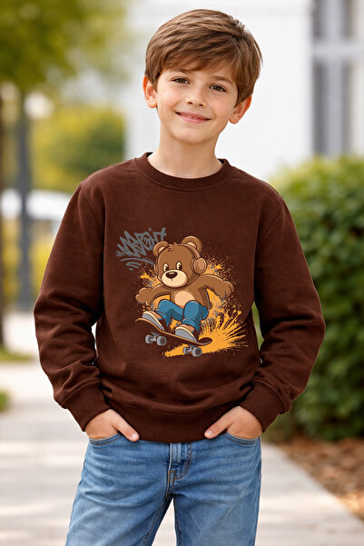 ADABEBEK Premium Παιδικό φούτερ με στάμπα Skateboarder Bear 26125
