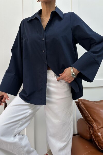 mylove Wide Sleeve Shirt Navy Blue
