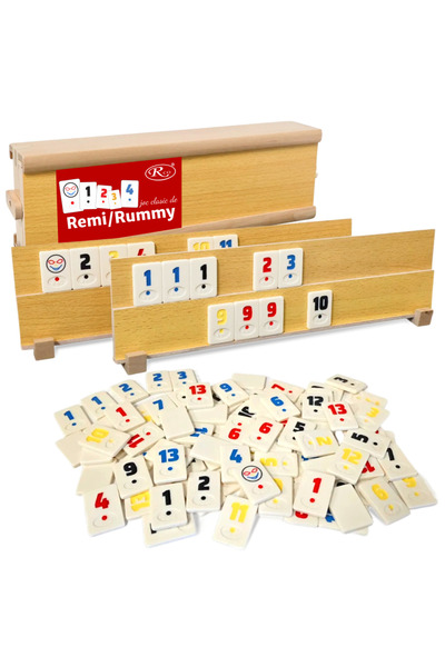 RCO Joc Remi/Rummy RCO® – Set clasic in cutie din lemn, piese din piatra (com...