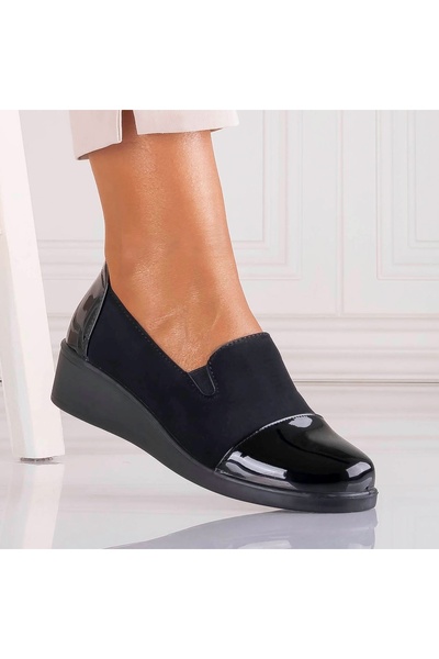 Clowse Women's Black Platform Shoes Made of Eghima -Suede Leather, 38