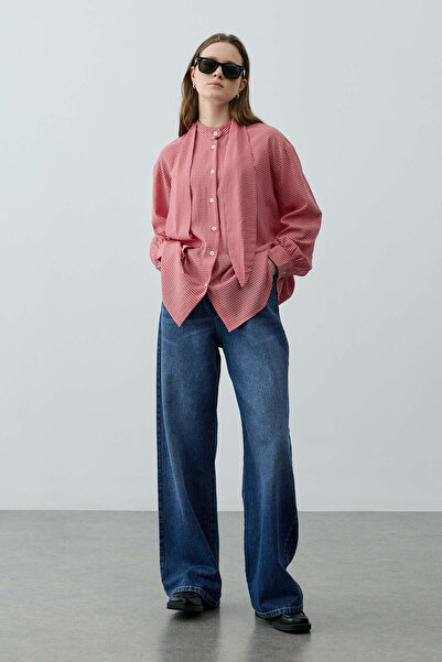 Fahhar Fularlı Ekose Gömlek Kırmızı