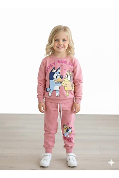 RAPAPA Set de trening pentru fete, imprimat, cu bluză și pantaloni – 5669 somon
