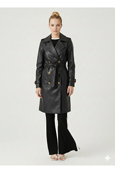 MEGOMEL WOMEN'S LEATHER TRENCH COAT