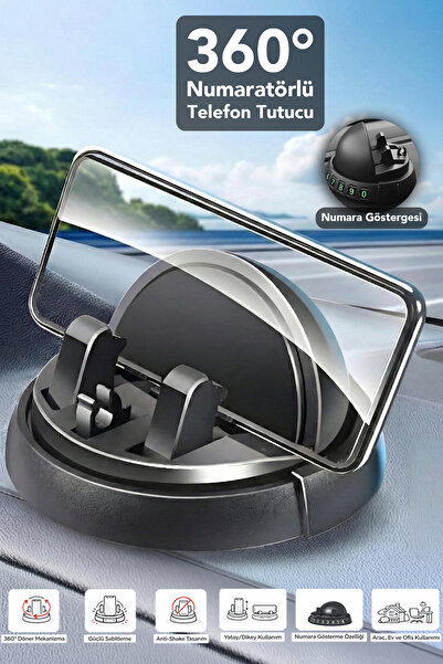 mimtec Numaratörlü Telefon Tutucu Ayarlanabilir Vakumlu Araç İçi Telefon Tutu...