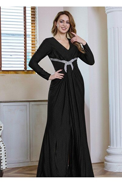 alqarat Aria Flowing Gown with Crystal Details