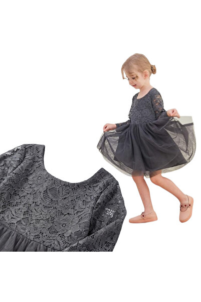 Other Rochie Fetițe - Tul cu Dantelă, Stil Tutu, Căptușeală Bumbac - Mânecă L...