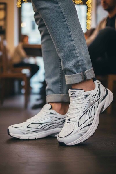 Reebok Erkek Beyaz Spor Ayakkabı - Metalik Detaylı Günlük Sneaker-V1
