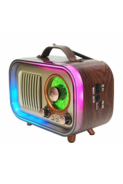 Tastech RETRO RADIO RGB LED IŞIKLI ŞARJLI BLUETOOTH HOPARLÖR SD KART USB GİRİ...