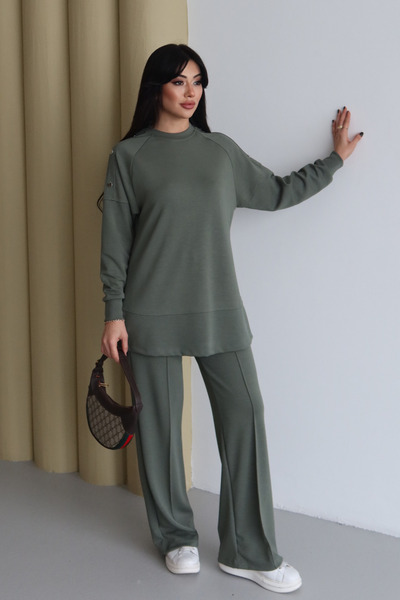 Mogi Butik Shoulder Snap Detailed Crew Neck Oversize Modal Hijab Set 3168