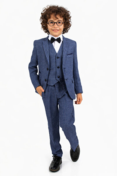 AHENGİM Costum clasic cu dungi texturate, slim fit, pentru băieți Ak197-198