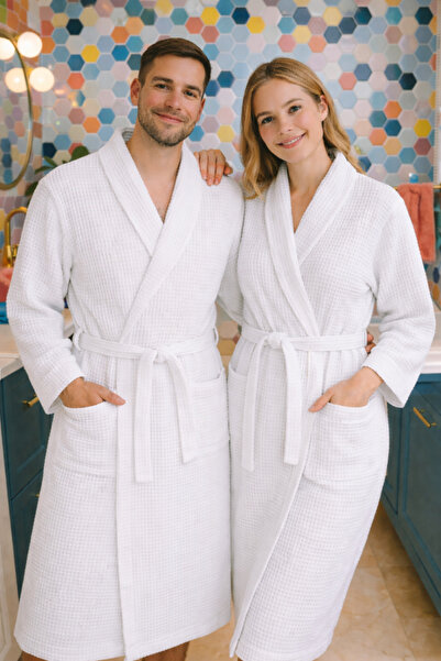 OEMN Embossed bathrobe, 100% Cotton , Spa collection, size XXL, unisex, white