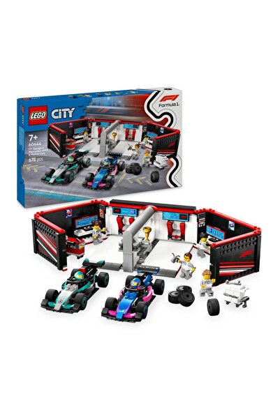 LEGO City F1 Garage & Mercedes-AMG & Alpine Cars Toy Playset with 2 Race Vehi...