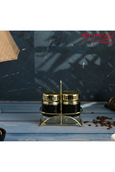 EVREN MUTFAK Set of 2 Glass Spice Shakers, Round Salt Shaker Pepper Shakers S...