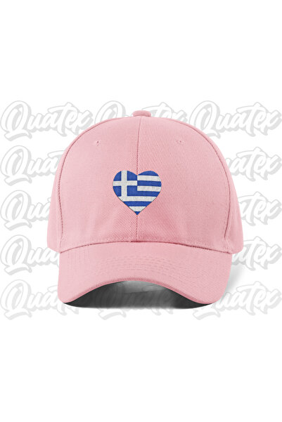 QUATEX Greece Embroidered Country Flag Hat - Pink Color 100% Cotton Gabardine...