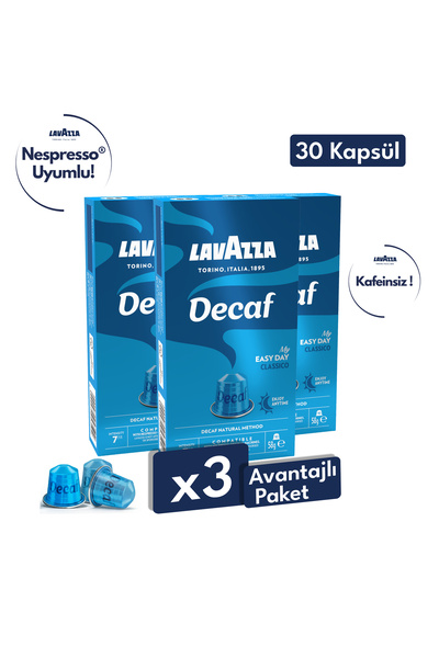 LavAzza Decaf 30'lu Avantajlı Paket | Nespresso Uyumlu Kapsül Kahve | Kafeins...