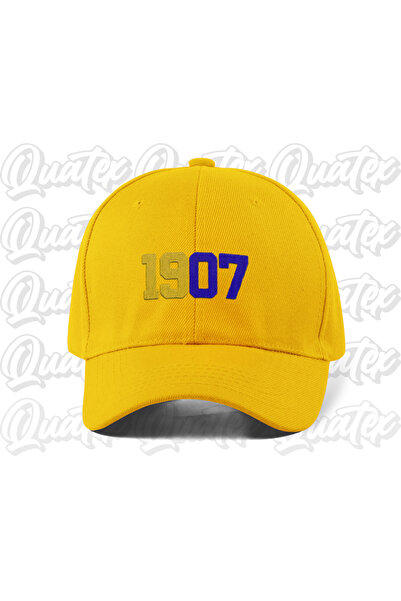 QUATEX 1907 Yellow Navy Blue Embroidered Hat - Yellow Color 100% Cotton Gabar...