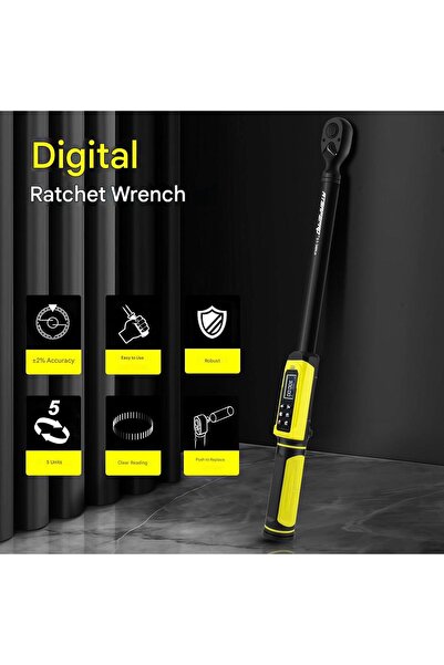 ATsafepro Cheie dinamometrică digitală de 1/2 inch, cuplu 5.1340 Nm, cu afișaj LCD față-verso, precizie de 2%