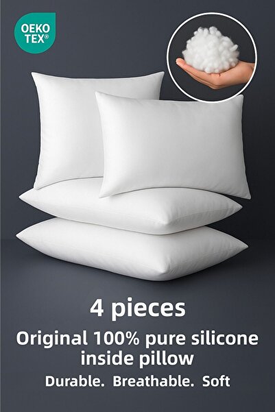Yamesa 4 pieces of inner Pillow filled with 100% pure silicone, original, dur...