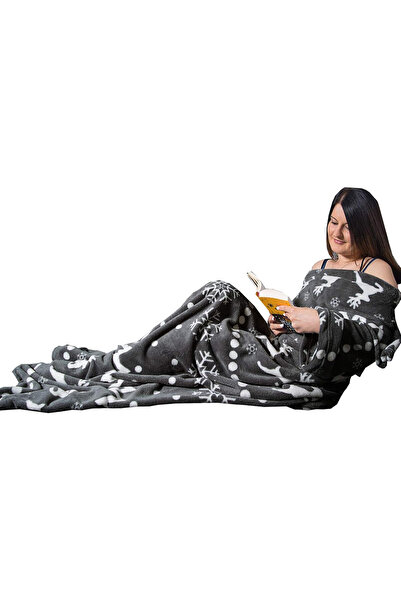 Homelevel Pătură din microfibră, 200cm x 150cm, cu mâneci și guler, moale și ...