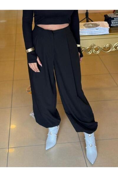 Fast Perry 51230 Pleated Elastic Pants Black