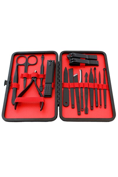 UBX Σετ μανικιούρ/πεντικιούρ 16 τεμαχίων, ανοξείδωτο ατσάλι, με Τσάντα, μαύρο...