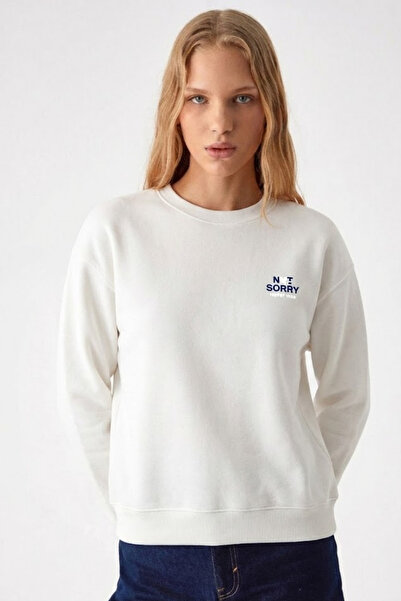 COMBİNE MİCHAİL Hanorac de damă Sorry, ecru, cu imprimeu pe piept