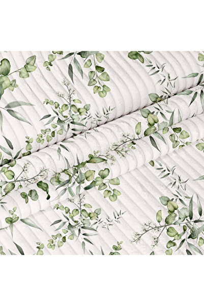 Other Material Catifea Reiată - Motiv Frunze, Tapițerie, 380 g/m2 - Alb, 1 m ...