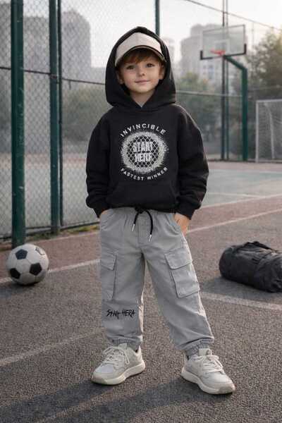 70145 INVINCIBLE BASKILI KAPSONLU ERKEK ÇOCUK SPOR TAKIM