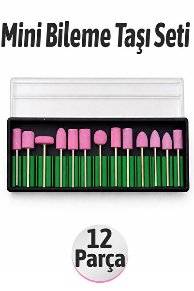 Badem10 Mini Dremel Taşlama Seti Saplı Bileme Taşı 12 Parça Hassas Taşlama Se...
