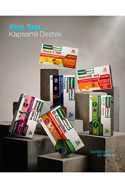 happy more Kış Paketi - C1000, D3K2, Magnesium Complex, Zinc15, Biotine 5000 ...
