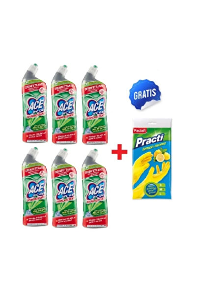 ACE Pack of 6 WC Gel 700ml + FREE Household Gloves Paclan