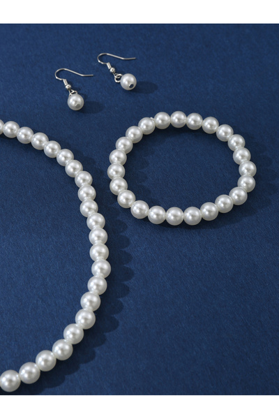 Take Two By Styli Set of 3 - Faux Pearl Necklace, Bracelet and Earrings