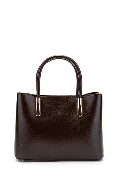 minebag Gold Detailed Gloria Hand and Shoulder Women's Bag Brown