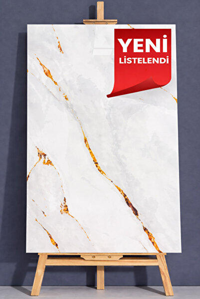 UKAB DEKOR Kendinden Yapışkanlı Esnek Köpük Krem-Gold Pvc Mermer Panel 60x30 ...