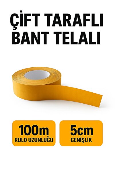DEKOSET Telalı Çift Taraflı Bant (100 mt uzunluk, 5 cm genişlik)